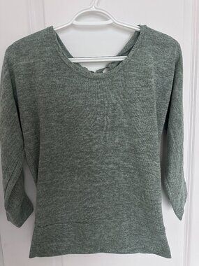Heather Grey Open Back Twist Knit Sweater - Size S